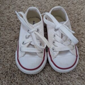 Converse White Canvas Sneakers with Red Trim